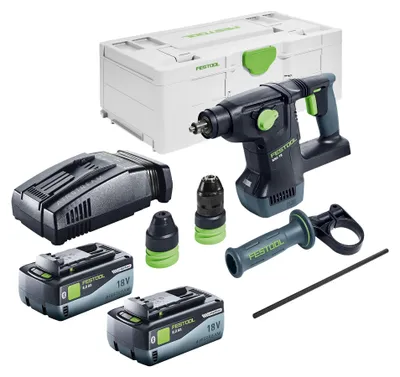 Obrázek produktu pro Festool KHC 18 EB-Basic akumulátorové kombinované kladivo 18 V 2,6 J SDS-Plus Brushless + 2x akumulátor 8,0 Ah + rychlonabíječka + systainer