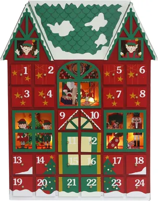 Produktbild von Adventskalender aus Holz mit 24 Schubladen und LEDs – Adventskalender zum Countdown bis zur Weihnachtsdekoration
