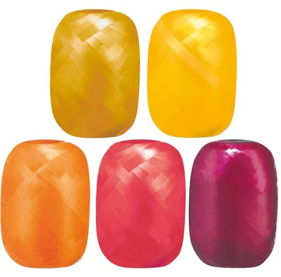 Produktbild von 5 Rollen Geschenkbänder Schleifenband Kräuselband rot gelb