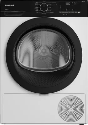 Produktbild von Grundig GT55824F12, Freistehend, Frontlader, Wärmepumpe, Schwarz, Weiß, Tasten, Drehregler, Schwarz