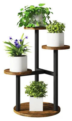 Produktbild von Pflanzenregal Blumenregal Pflanzenständer - 4 Ebenen - Holz - 52,5 cm - Braun