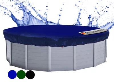 Immagine prodotto di Copertura per piscina rotonda per piscine da 320-366 cm | Dimensioni telo Ø 420 cm | Blu | Telo per piscina estivo e invernale | Telo di copertura 200 g/m² PE | Copertura con doppio rivestimento | Resistente ai raggi UV
