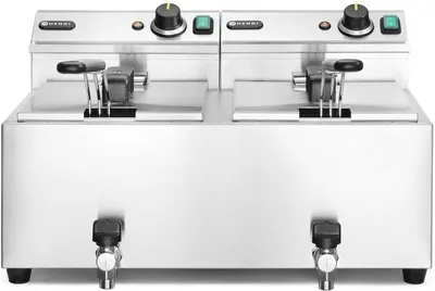Immagine prodotto di HENDI Profi Line friggitrice con rubinetto di scarico, 2 × 8 l, Profi Line, 16L, 230V/7000W, 610x515x(H)369mm