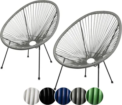Produktbild von sunnypillow 2er Set Acapulco Gartenstuhl | gemütlicher Loungesessel für Wohnzimmer, Terrasse, Garten, Balkon Sessel Stuhl | Grau