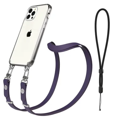 Produktbild von EAZY CASE Handykette magnetisch mit Handyhülle für Apple iPhone 12, Crossbody Handyband 1-1,90m verstellbar mit 2 Ösen in Lila