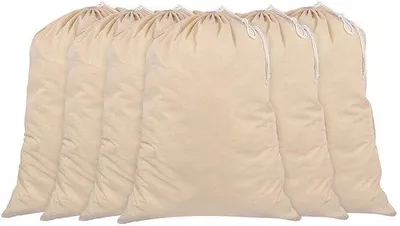 Imagen del producto de Ibenzoa® - Juego de 6 bolsas grandes para la colada, color natural, 100% algodón, 91 x 71 cm (75 L), con cordón