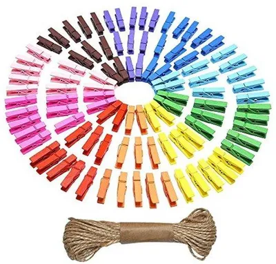 Produktbild von Famanu Mini Wäscheklammern 3,5 cm - Multifunktionale Holzklammern in 10 Farben