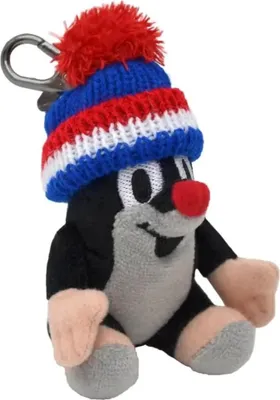 Image de Taupe de 9 cm, assise, casquette tricolore bleue, porte-clés