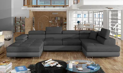 Produktbild von NABBI Ecksofa U mit Zerlegung Rossano U P - dunkelgrau / grau