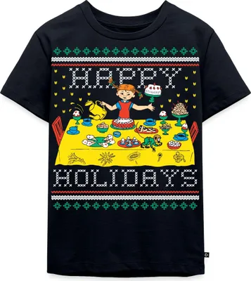 Produktbild von Spreadshirt Pippi Langstrumpf Happy Holidays Ugly Christmas Kinder Premium T-Shirt, 110/116 (4 Jahre), Navy