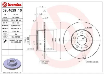 Immagine prodotto di 2x BREMBO 09.4629.10 Disco freno asse anteriore