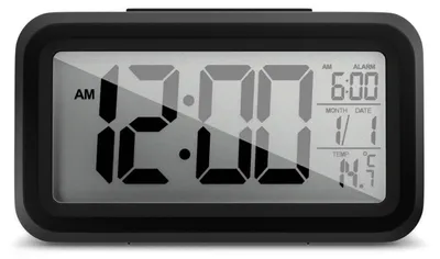 Digitalwecker mit Lichtsensor, Thermometer, 2 Weckzeiten, Schlummer, Schwarz
