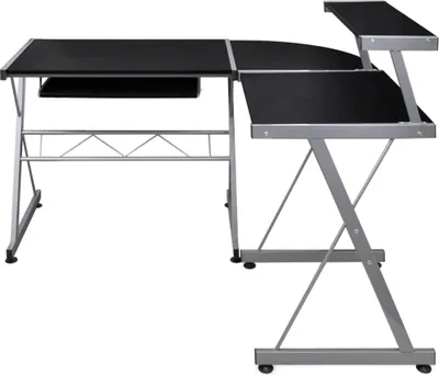 Obrázek produktu pro vidaXL Rohový počítačový stůl černý 132x112x99 cm Dřevěný materiál