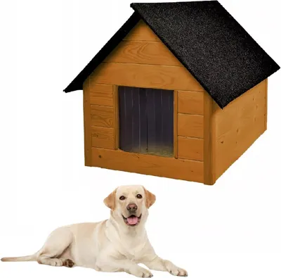 Produktbild von QLS Hundehütte aus Holz 101x69 cm Isoliert Nussbraun Winterfest Outdoor 10986