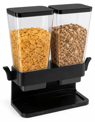Müslispender 6 l (2 x 3 l) – Cornflakes-Spender mit Hebel, schwarz
