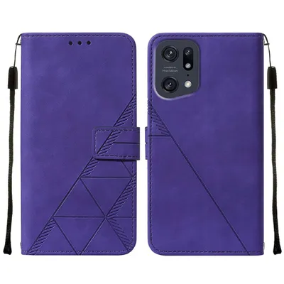 Produktbild von OPPO Find X5 Pro Hülle, Schlank Prägung Flip Leder Kartenfächer Schutzhülle mit Ständer für OPPO Find X5 Pro Lila
