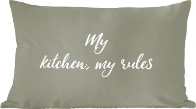 Produktbild von MuchoWow® Zierkissen Sofakissen Wohnzimmer Dekokissen 60x40 cm Meine Küche, meine Regeln - Sprichwörter - Zitate - Kopfkissen - Polster mit Foto