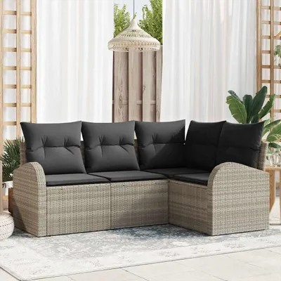 Obrázek produktu pro Maison Exclusive - Sada zahradních pohovek s polštářem 4 pcs Světle šedá polyratan