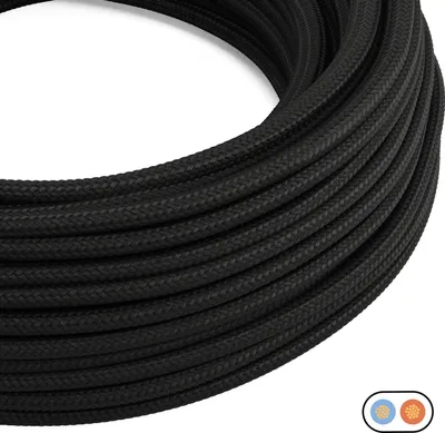 Immagine prodotto di Creative-Cables Cavo elettrico piatto, Sezione 2x0,75 mm², 1 m, Nero PM04, Effetto Seta