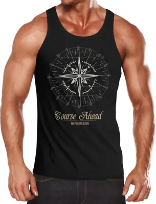 Produktbild von Herren Tanktop Kompass Windrose Navigator Segeln Neverless® schwarz L