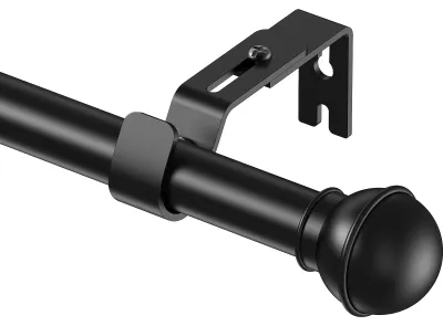 Imagen del producto de Barra para cortinas de acero inoxidable, con un diámetro de 22 mm, extensible de 80 a 118 cm, y soportes de altura ajustable