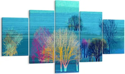 Produktbild von Bild auf Leinwand - Leinwandbild - Bäume Wiese Sommer - 125x70cm - Wand Bild - Wanddeko - Leinwanddruck - Bilder - Kunstdruck - Wanddekoration - Leinwand bilder - Wandkunst - EA125x70-4100