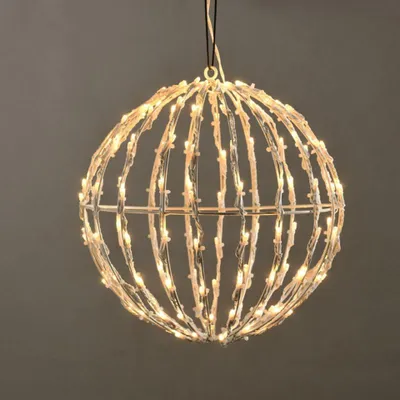 Produktbild von ACA 3D-Leuchtkugel, 150 LEDs, warmweiß, 220–240 V, IP44, 30 x 30 x 31 cm, weißes Kabel, 5 m, X081501413