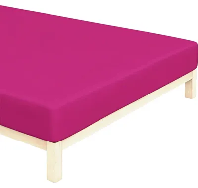 Imagen del producto de Sábana ajustable de punto, color rosa intenso. Tamaño: 180x200 cm