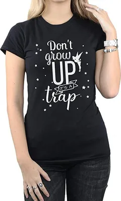Image de Fée Clochette - "Don't Grow Up" T-shirt pour femme BI1661 (XXL) (Noir)