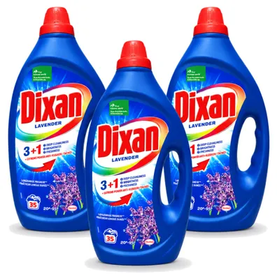 Produktbild von 3 x Dixan Flüssigwaschmittel mit Fleckentferner - Lavendel - für Weißes und Buntes - Vorteilspackung - 3 Stücke