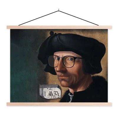 Produktbild von MuchoWow® Textilposter Selbstporträt - Jacob Cornelisz van Oostsanen - Brille 40x30 cm mit holzfarbenen Rahmen - Bilder