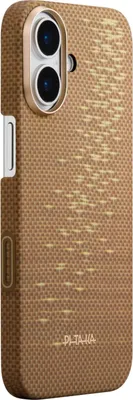 Image de Pitaka Ultra Slim Coque iPhone 17 – Compatible avec MagSafe – Bouton de contrôle de la caméra résistant aux rayures – Fabriqué à partir de fibre d'aramide de qualité aérospatiale - Beige