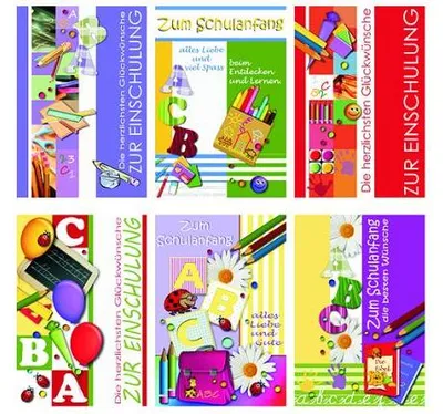 Produktbild von Schulanfangskarte - 100 Stück - 6 Motive