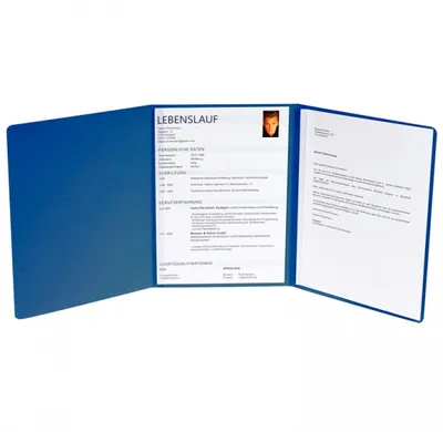 Produktbild von Exacompta Bewerbungsmappe 3teilig Leder blau mit Klemmschienen