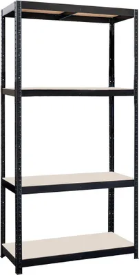 Obrázok produktu pre regál 900x450x1800mm, 4 police, oceľ čierna + MDF doska