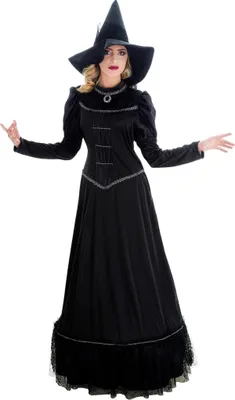 Produktbild von Schwarze Halloween Hexe Morwenna Gothic mit Hexenhut für Damen