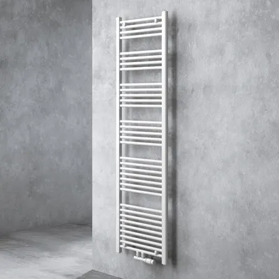 Image de doporro Radiateur de Salle de Bain Sèche-Serviette 180x50cm Radiateur Tubulaire Vertical Chauffage à Eau Chaude Blanc