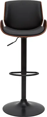 Produktbild von Miliboo - Barhocker höhenverstellbar schwarz und dunkles Holz VESPER