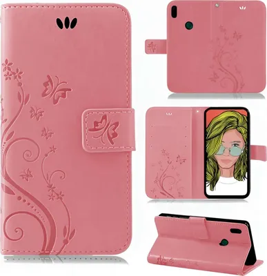 Produktbild von Handytasche für Huawei P Smart Z Blumen Flip Cover Buchhülle mit Magnetverschluss, Rosa