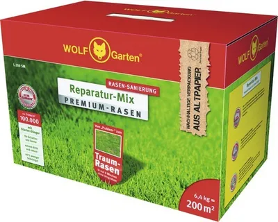 Image de Gazon premium avec engrais WOLF-Garten Graines de gazon 6,4 kg 200 m²