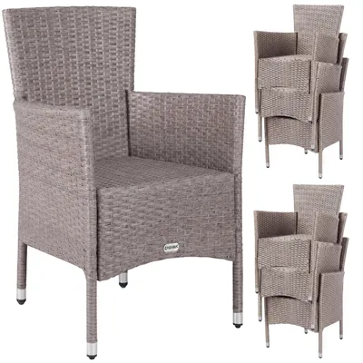 Produktbild von CASARIA® Gartenstühle 6er Set Stapelbar Polyrattan Wetterfest Stapelstuhl Outdoor Verstellbar 160 kg Belastbarkeit Garten Terrasse Balkon Sessel Creme