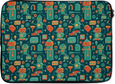 Produktbild von MuchoWow® Laptop Hülle 13 Zoll Muster - Roboter - Skateboard - Jungen - Kinder - Baby Laptoptasche - Laptophülle - Sleeve - Rundumschutz