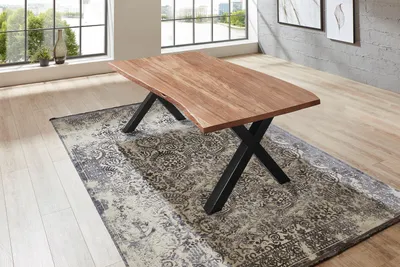 Produktbild von Esstisch Baumkante massiv Akazie natur 200 x 100 schwarz XAVER
