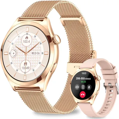 Produktbild von Smartwatch Damen 1,27" Rund Fitnessuhr mit Telefonfunktion, 120+ Sportmodi, Pulsuhr, Schlafmonitor, Schrittzähler, IP68 Wasserdicht für iOS Android