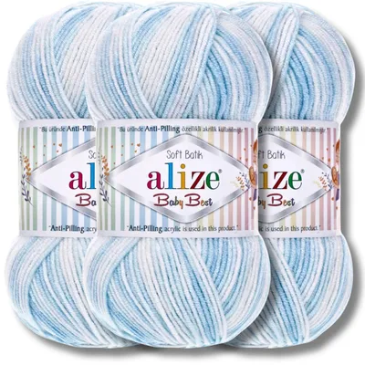 Produktbild von Alize 3x 100g Baby Best Batik Wolle mit Farbverlauf, Antipilling, Häkeln, Stricken (6669)