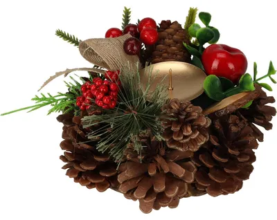 Produktbild von Kerzenhalter aus Zapfen, Weihnachtsdeko, 15 cm