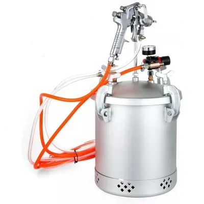 Produktbild von Farbspritzpistole 10 l - Druckbehälter Lackierpistole - 4 bar - 3 mm Düse - mobil Handgerät für Wandfarbe - Silber