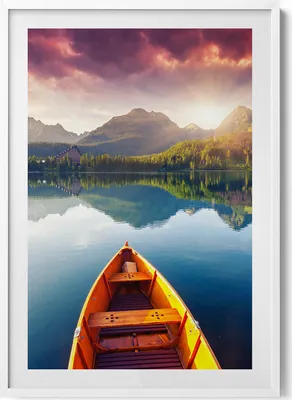 Produktbild von Nationalpark Štrbské Pleso (Slowakei)– Wandbild mit Rahmen – Gerahmtes Bild  – Wanddekoration – 70x100 cm –  Weiß Rahmen