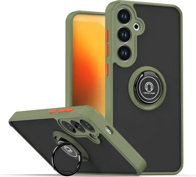 Produktbild von Hülle für Samsung Galaxy S24+/ S25+ Matte Transluzent TPU Stoßfest Schutzhülle mit Ring Halter Ständer Grün