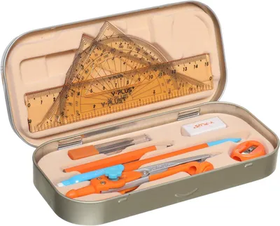 Produktbild von Geometrie-Set Metallbox, 11-teilig, für Schule und Zeichnungen